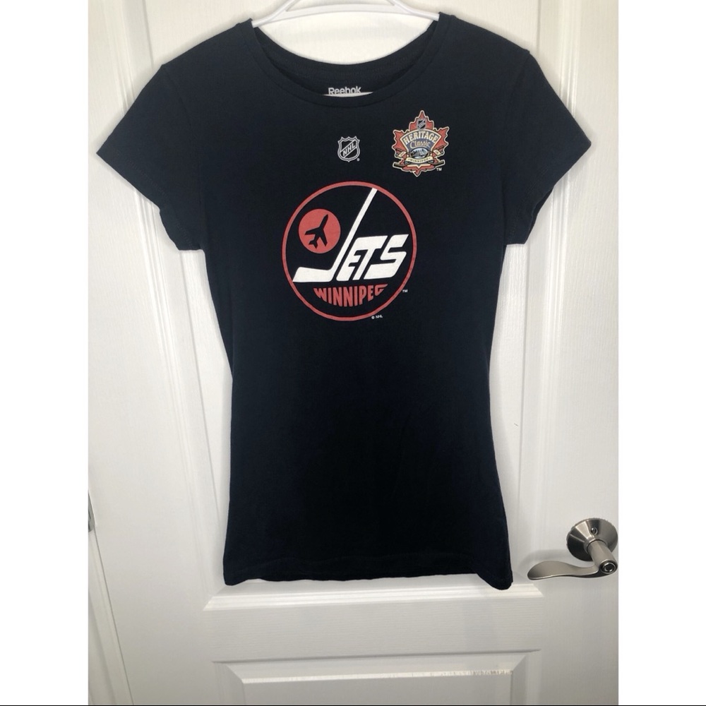 Womens Large Winnipeg Jets Blue Reebok Heritage Classic Blake Wheeler#26 T-Shirt